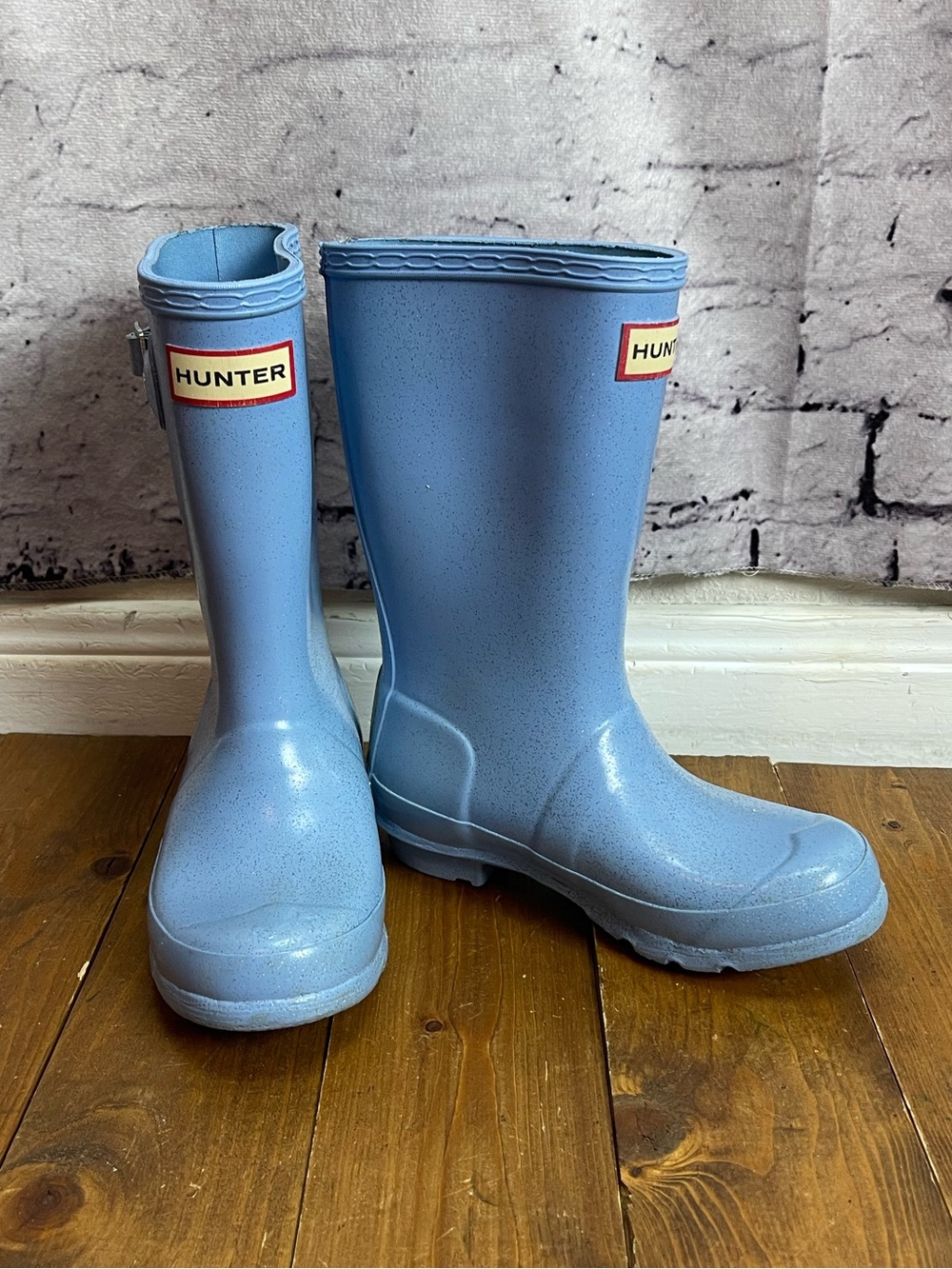 Hunter Original giant glitter rain boots light blue kids size
